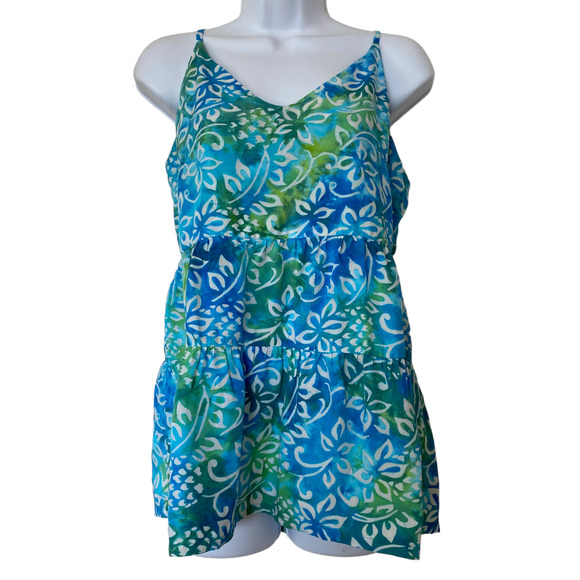 Blue Ginger Floral Adjustable Spaghetti Strap Sleeveless Top Size Small - Picture 1 of 7
